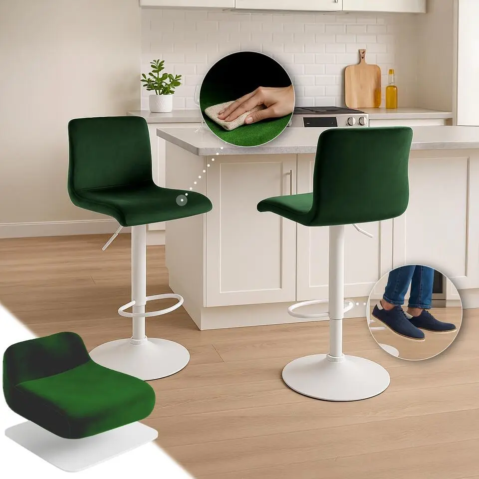 CLP Barkruk Hover Fluweel - groen