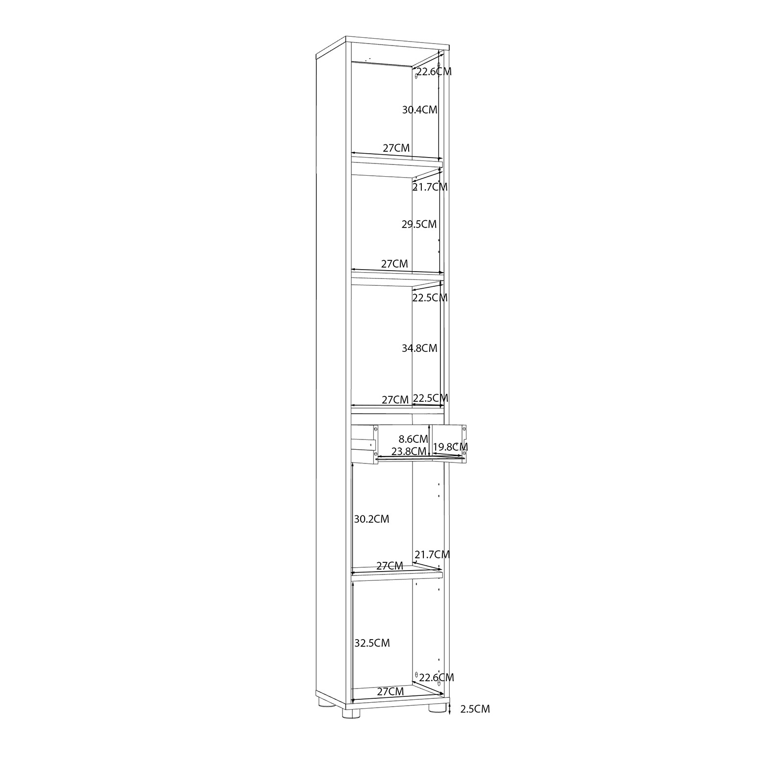 Hochschrank - weiß Hochglanz - 182 cm hoch