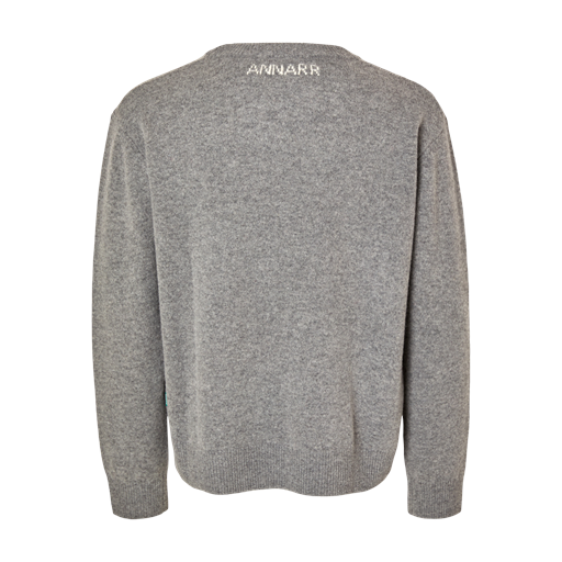 Annarr Rolf Intarsia Charlie Brown Striktrøje, Medium Grey Melange, L