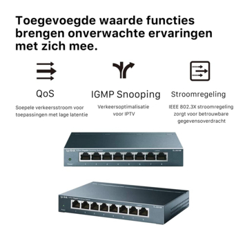 TP-Link 10/100/1000 Mbps Desktop switch met 8 aansluitingen TL-SG108