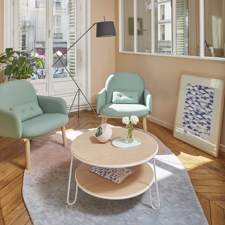 Hartô - Eugénie Couchtisch ∅ 70 cm, Eiche schwarz lackiert / schwarz