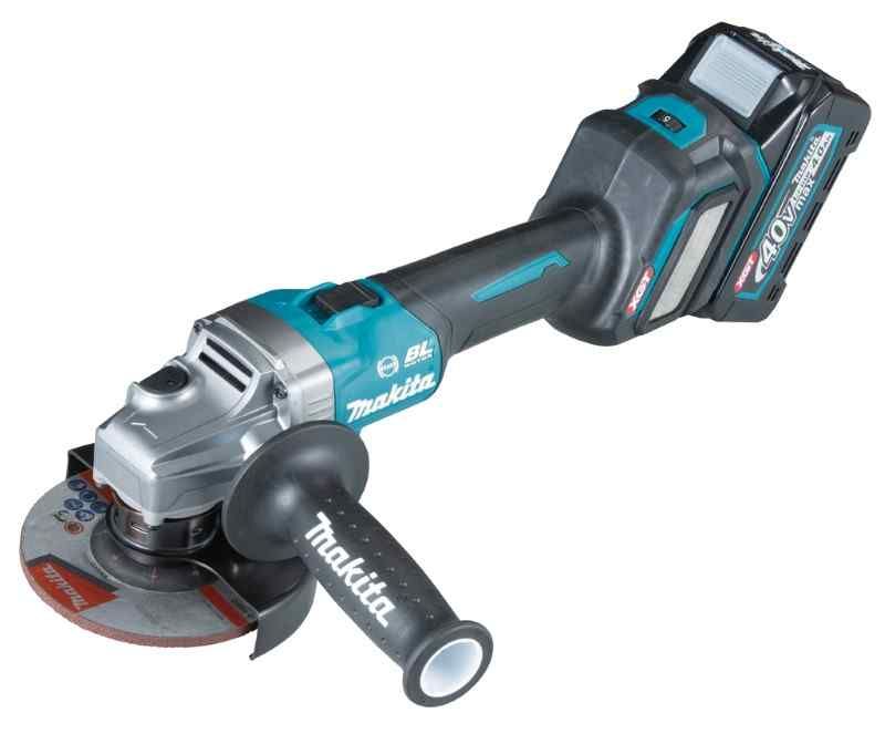 Makita GA023GM201 40V Max Haakse slijper 125 mm ( 2x 4.0 A Ah ) accu , 1 snellader, in mbox met vastzetschakelaar