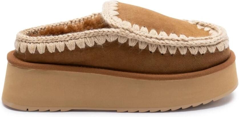 MOU Instappers Dames Clog Eskimo Platform Maat: 40 Materiaal: Suède Kleur: Cognac