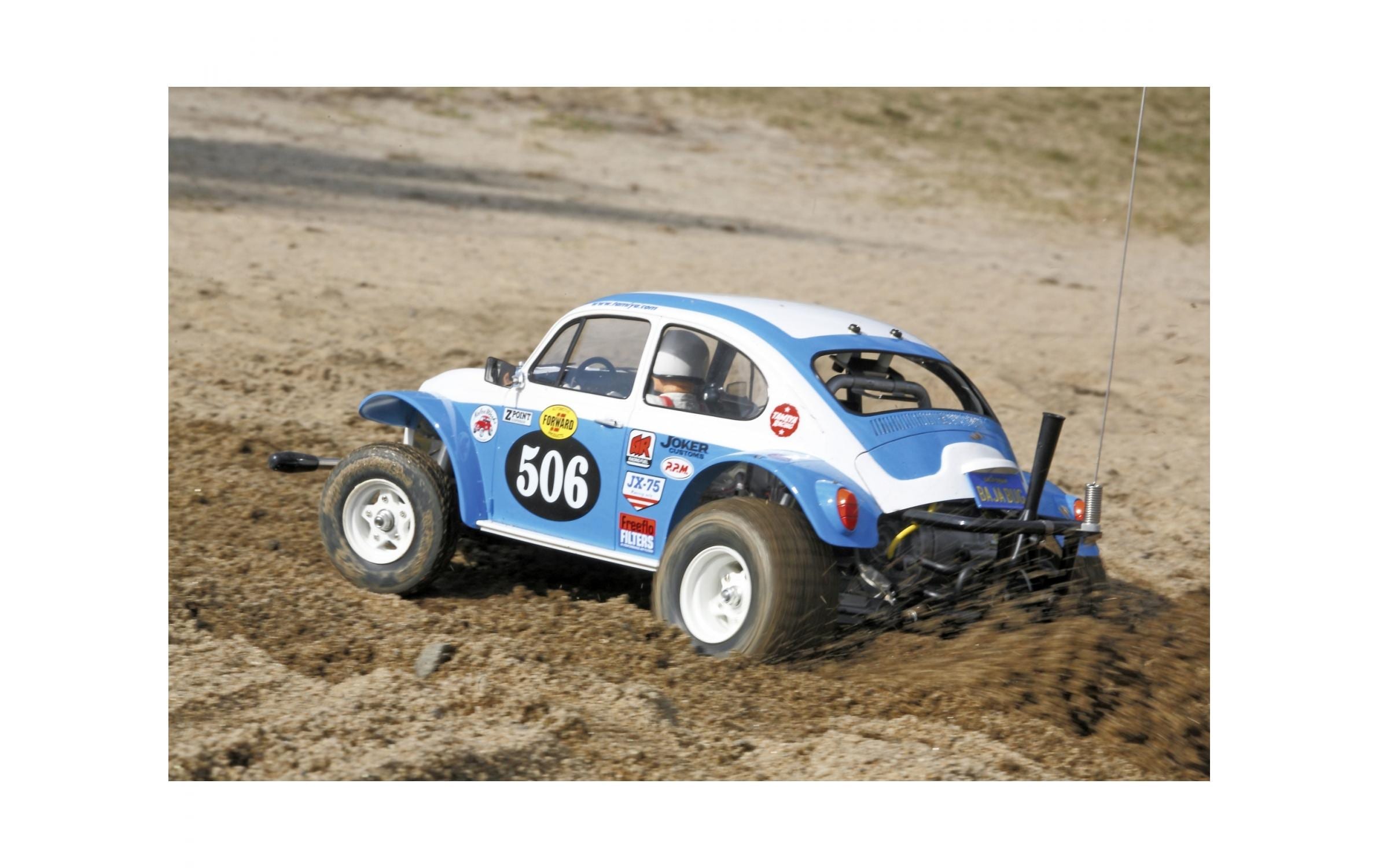 Buggy Sand Scorcher RWD Bausatz mit ESC, 1:10<br>Neuauflage des Tamiya Sand Scorcher Buggys mit VW Käfer Karosserie