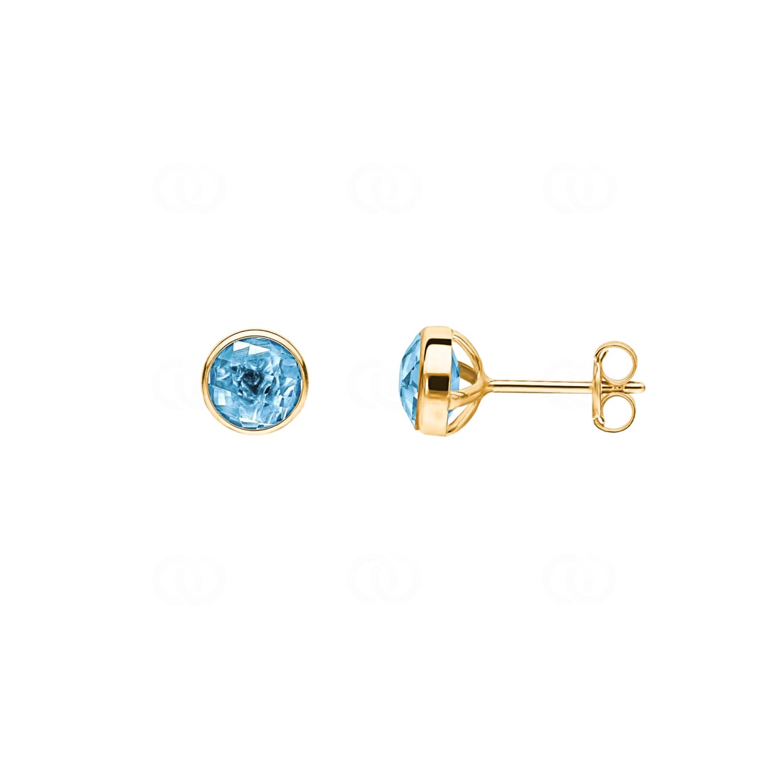 Ohrstecker 750/18 K Gelbgold mit Blautopas
