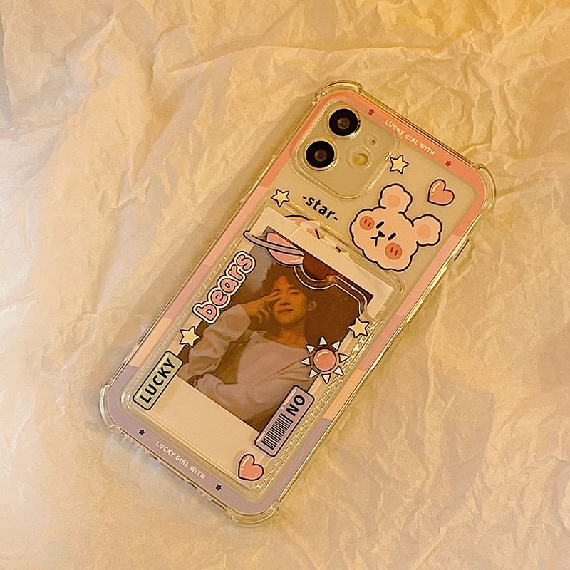 likamika - Transparant hoesje met beer-/konijnenprint - iPhone 16 Pro Max / 16 Pro / 16Plus / 16 / 15 Pro Max / 15 Pro / 15Plus / 15 / 14 Pro Max / 14 Pro / 14 Plus / 14 /13 Pro Max / 13 Pro / 13 / 13 mini / iPhone 12 Pro Max / 12 Pro / 12 / 12 mini