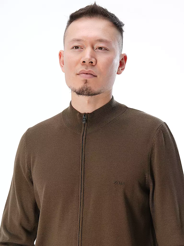BOSS Strickjacke olive