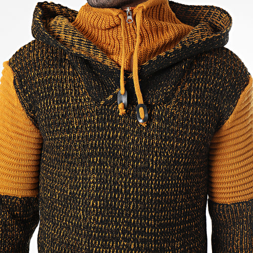 Pull A Capuche Noir Camel