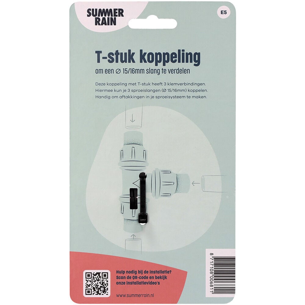 SummerRain klemverbinding - T-Stuk koppeling - 16 mm