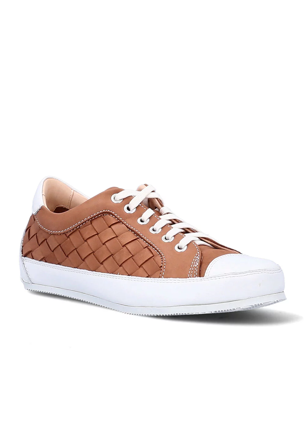 BASKET ROTONDA CUIR TRESSE CAMEL