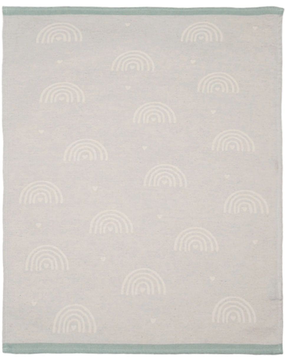 Babydecke LIMA - REGENBÖGEN (65x90) in hellblau/weiß