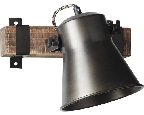 Wandspot, 1-lichts, 24 cm breed, bruin/zwart-staal