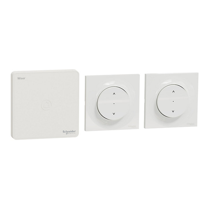 Kit volet roulant avec 2 interrupteurs va-et-vient + passerelle wifi + 2 plaques de finition simples Schneider Electric Odace Wiser blanc