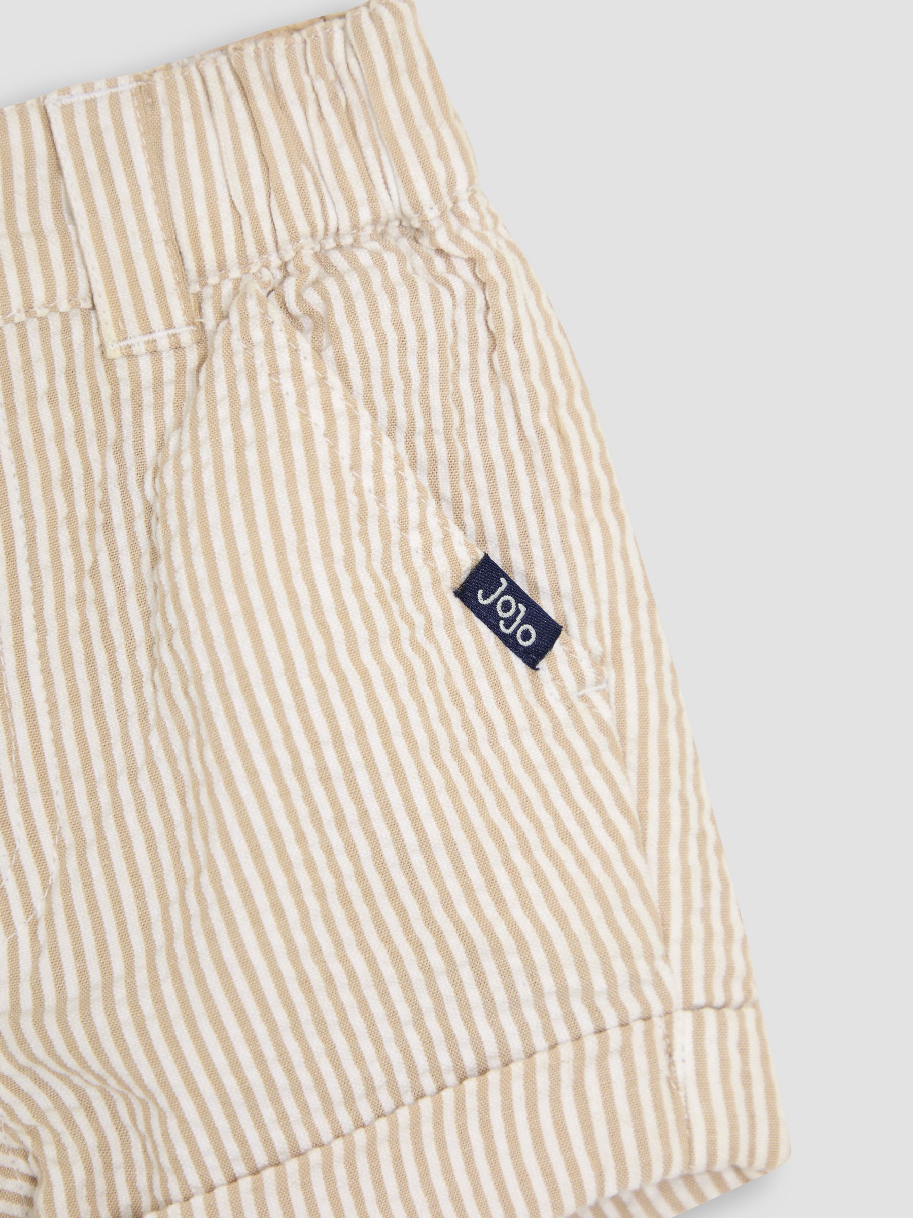 Naturel kiezelkleur - JoJo Maman Bébé Seersucker Stripe 100% Cotton Shorts