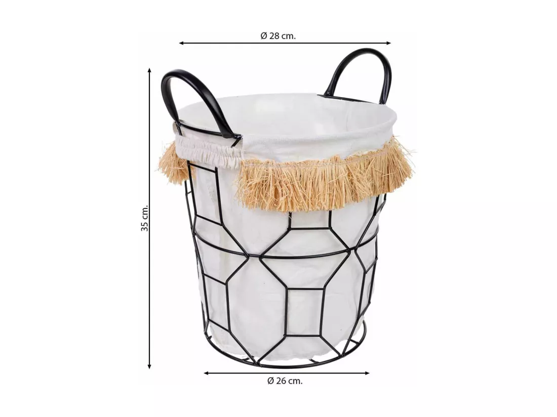 Panier de rangement en métal et tissu D26x28/35