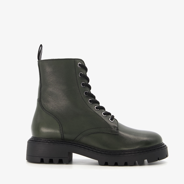 Harper leren dames veterboots groen