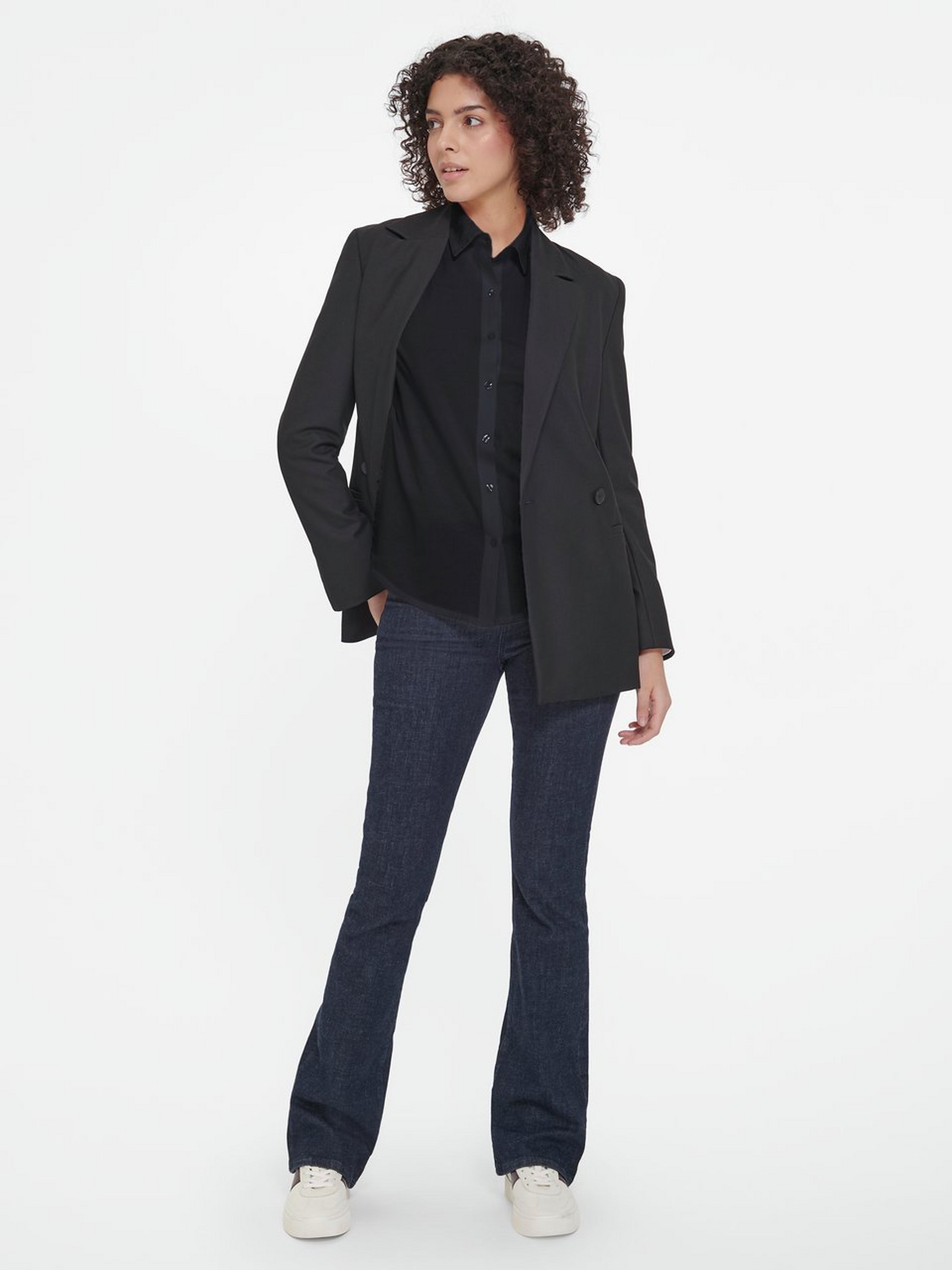 Jersey-Bluse mit Hemdkragen