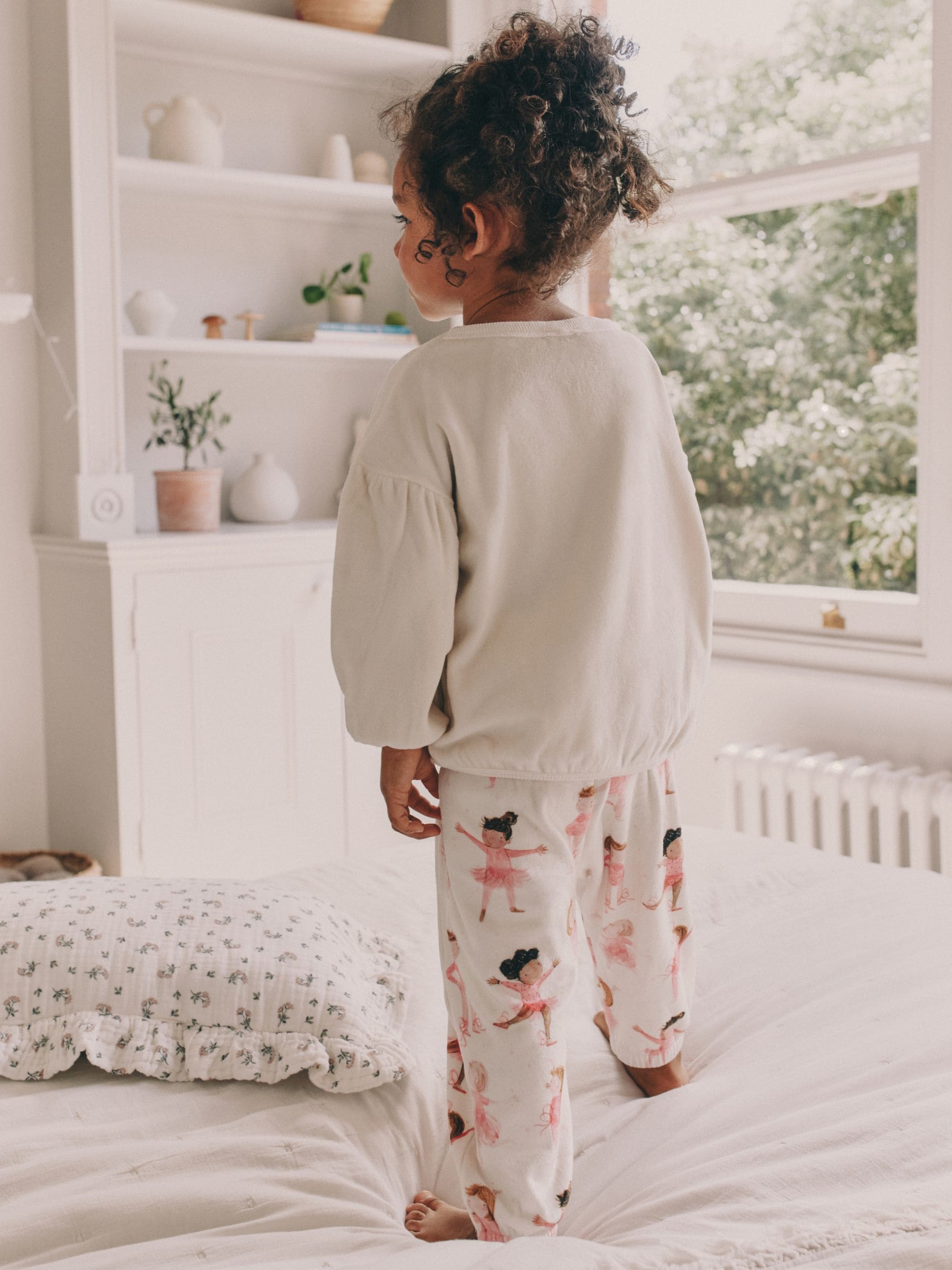 Ecru/roze ballerina - Behaaglijke fleece pyjama (9 mnd-10 jr)