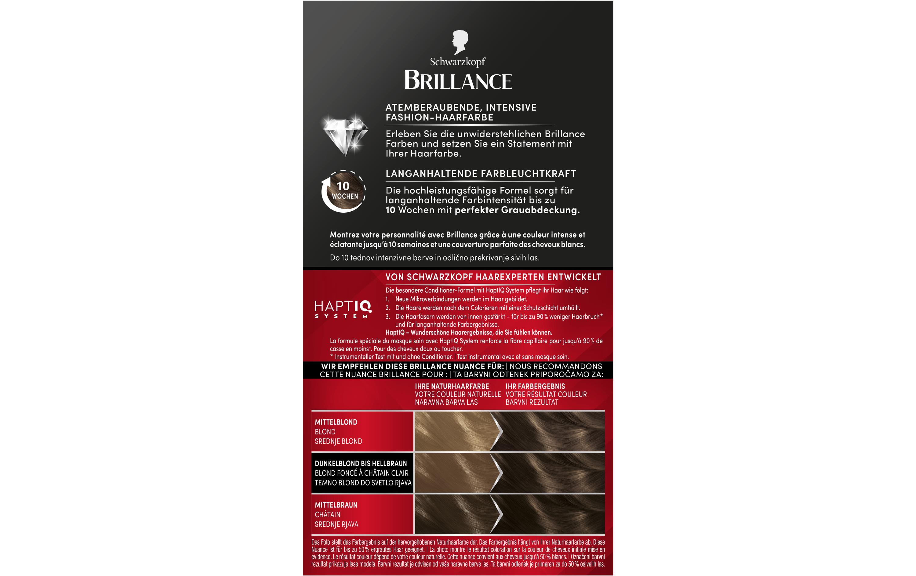 Haarcoloration Brillance 877 Asch-HellbraunPermanente Haarfarbe verleiht langanhaltende Farbintensität