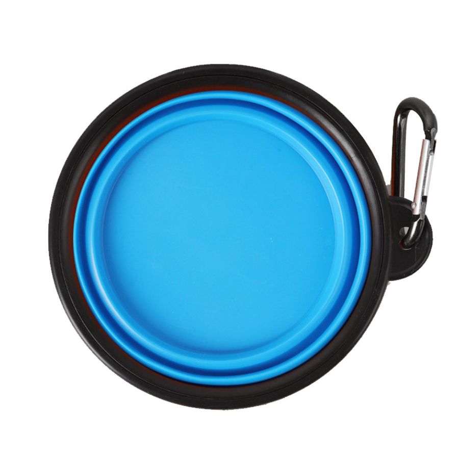 Tigela dobrável para água e comida de animais de estimação, ideal para viagens.
