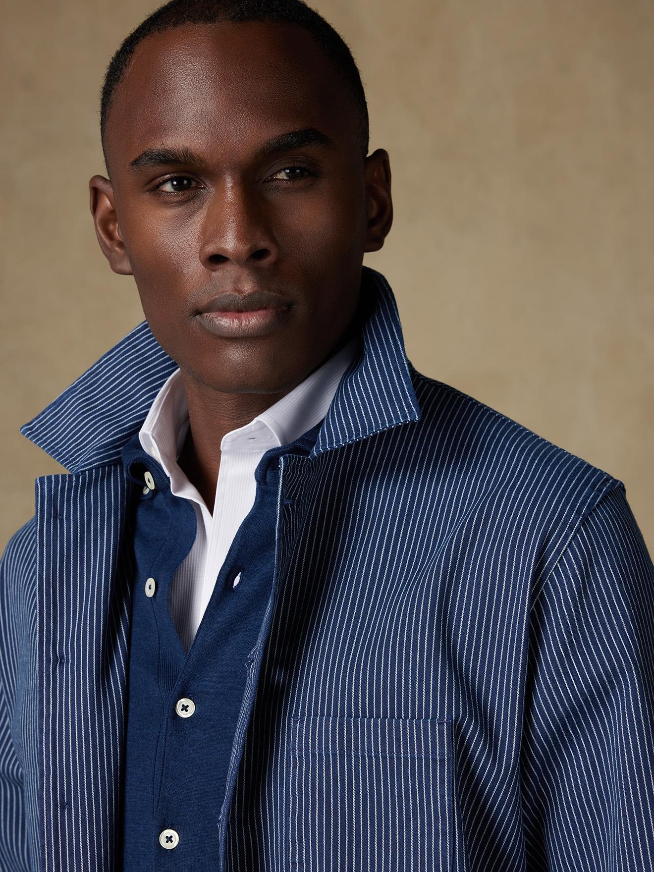 Surchemise Arnald indigo à rayures