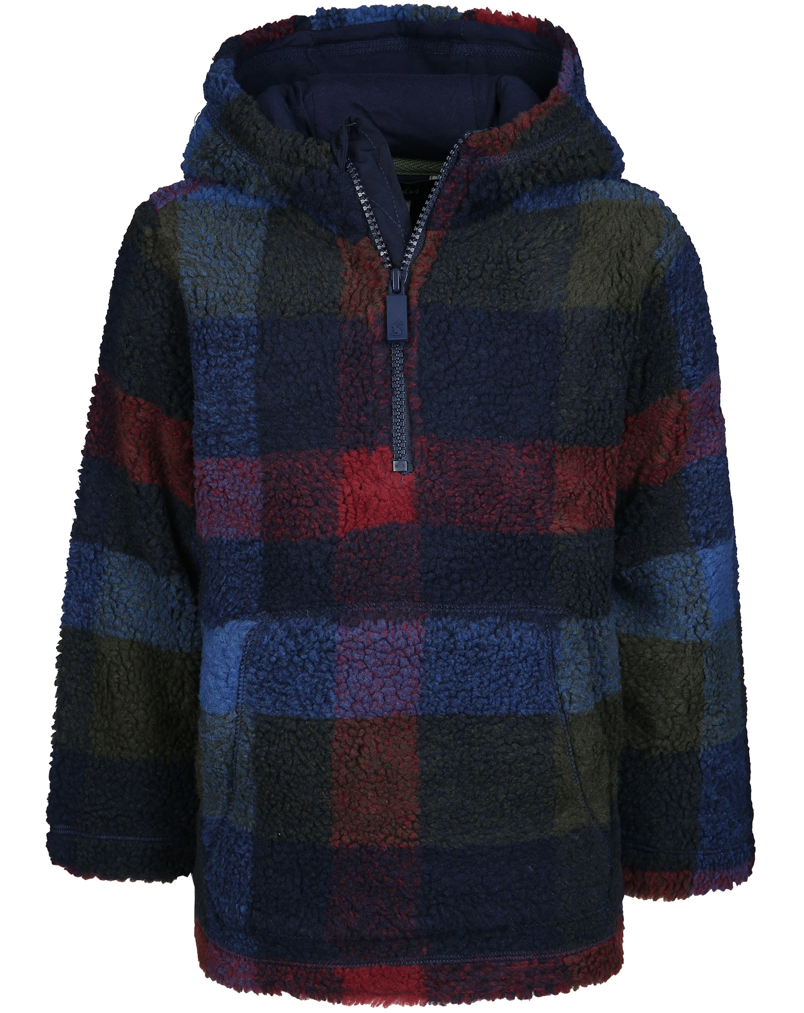 Fleece-Kapuzenpullover WHITACRE CHECK in rot/blau