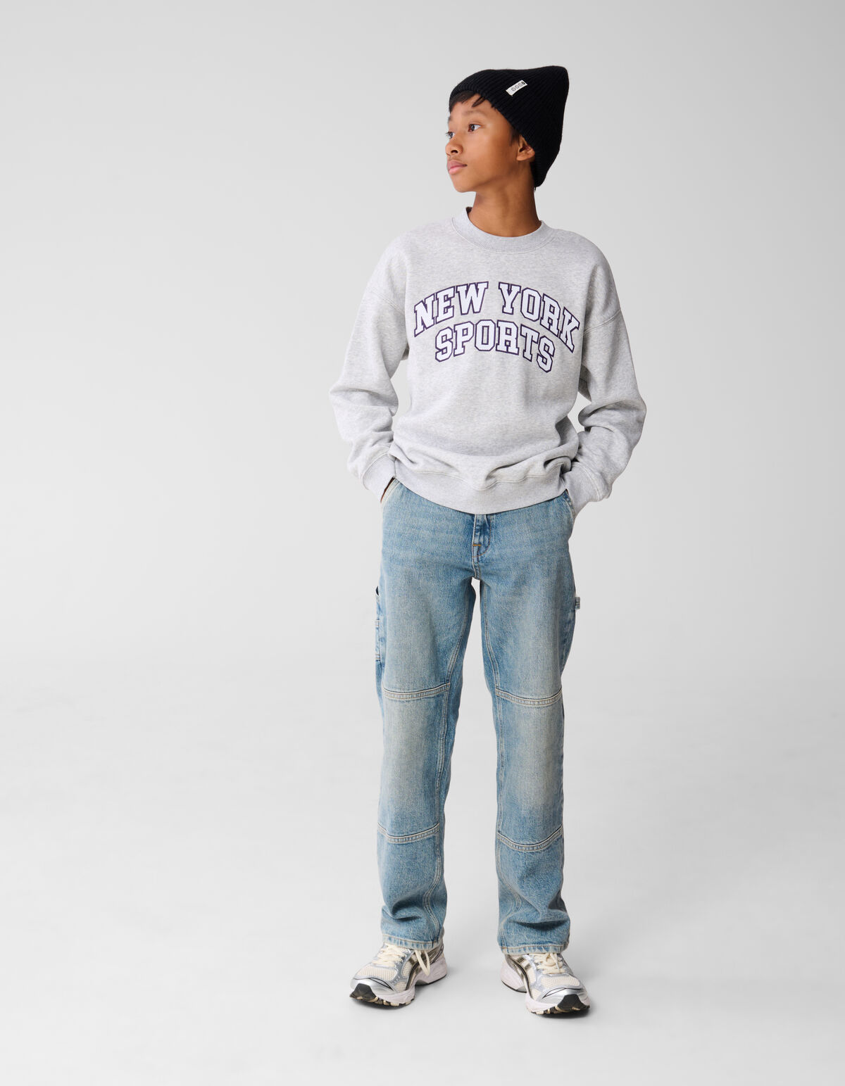New York Artwork Sweater Lichtgrijs