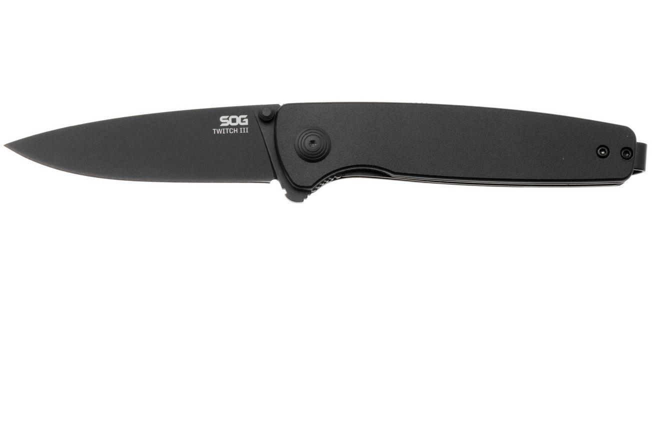 SOG Twitch III 11-15-01-43, Black 154CM, Blackout Aluminum zakmes
