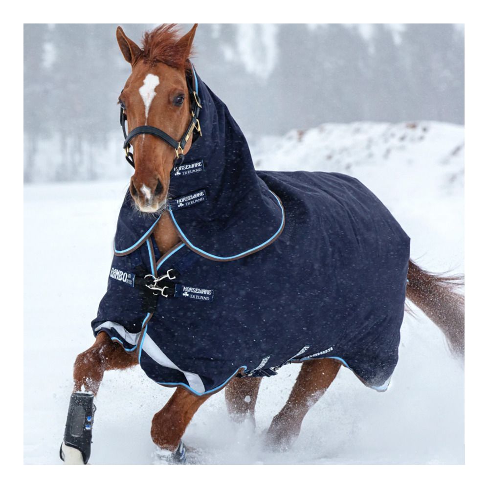 Horseware RAMBO DUO 100G + 300G - Couverture de paddock + Couvre-cou + Doublure navy/sky blue/brown