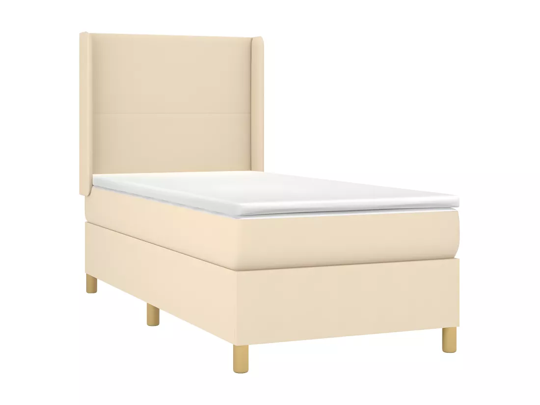 Sommier tapissier avec matelas et LED Crème 80x200cm Tissu