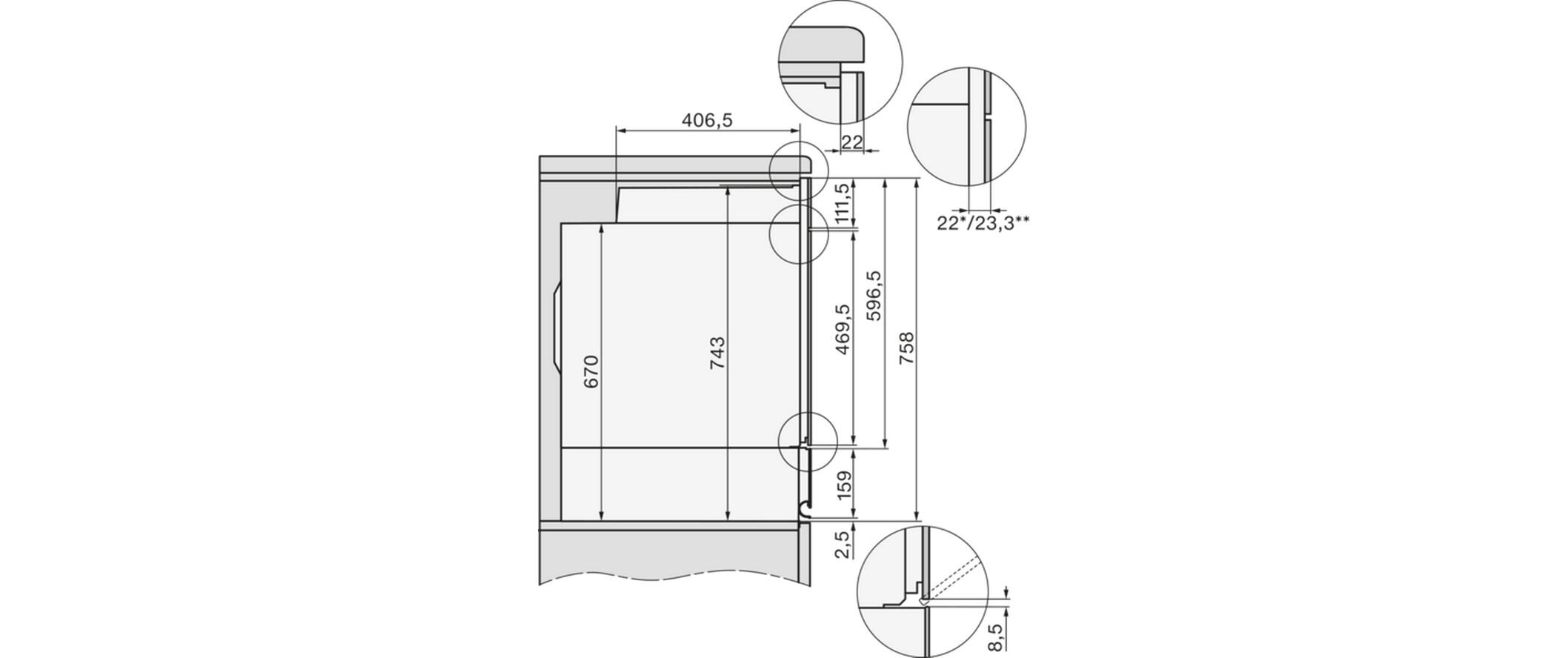 Einbaubackofen H 2861-55 B Weiss A+<br>Backofen im Kombidesign mit Vernetzung und PerfectClean