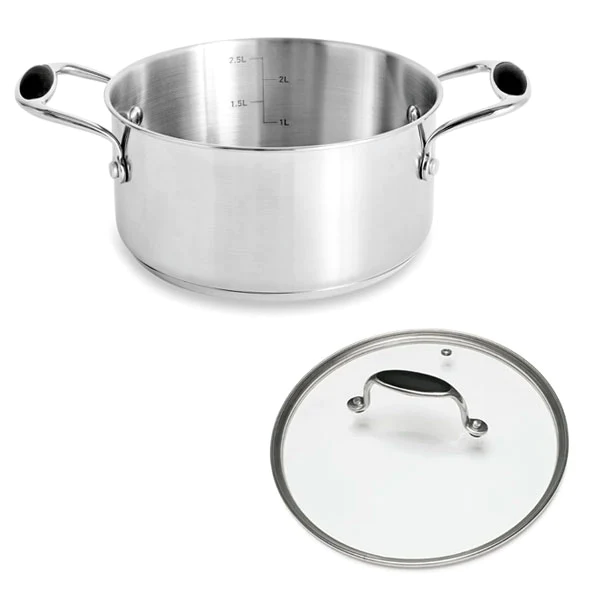 Faitout Excell’Inox 20 cm et couvercle en verre Mathon