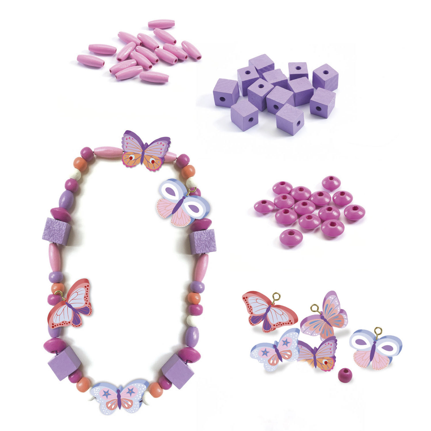 Djeco Houten Kralen Sieraden Vlinder, 450dlg.