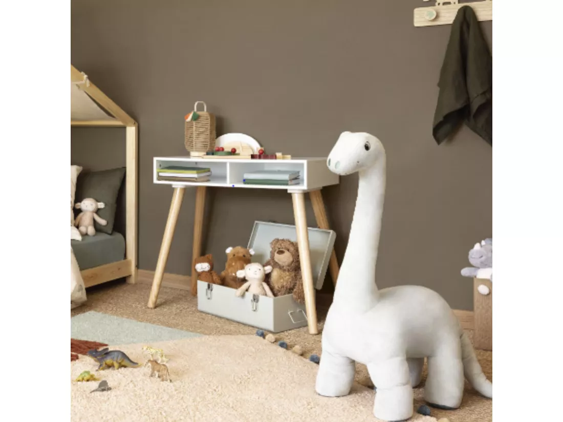 Peluche XL polyester gris Dino 90x65x28cm