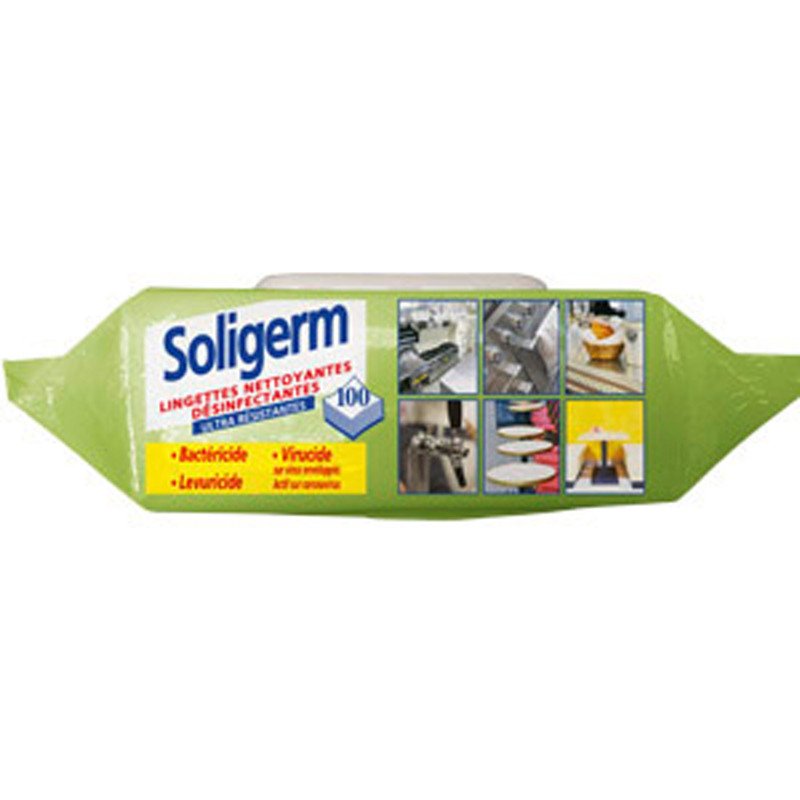 Lingettes nettoyantes désinfectantes Soligerm - Paquet de 100