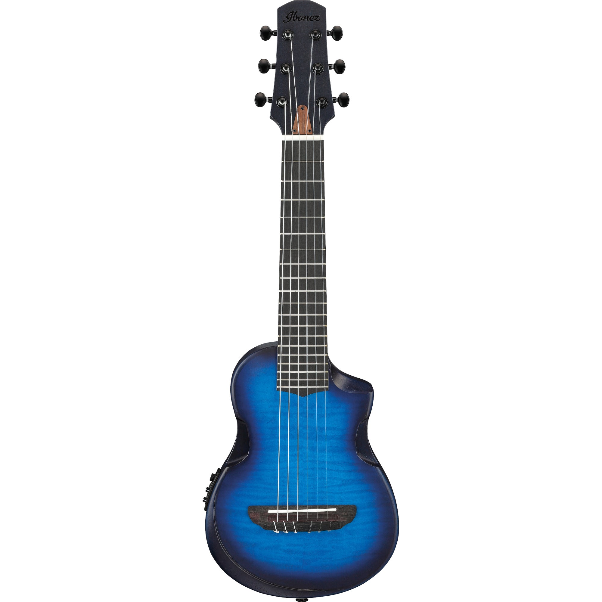 Ibanez AUP10FMNE Transparent Blue Sunburst Open Pore guitalele met gigbag