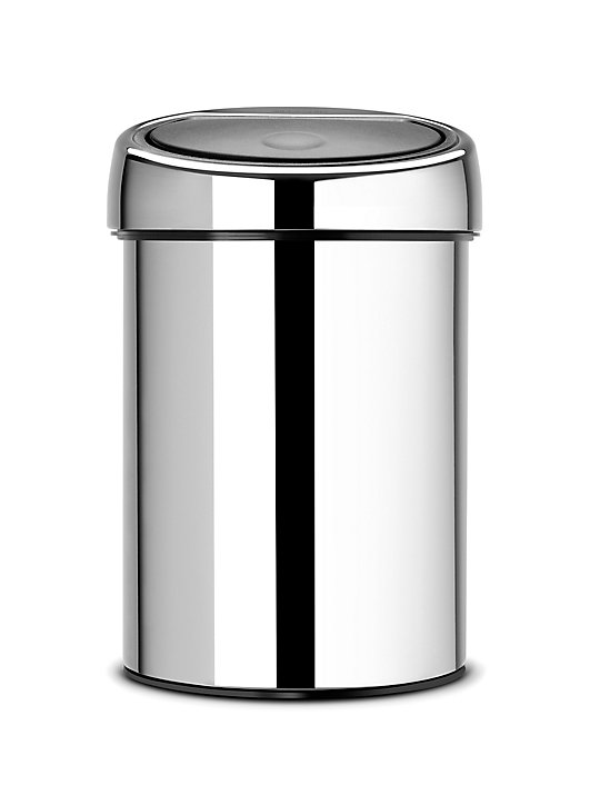 Poubelle de salle de bains ronde 3 litres Brabantia Touch Bin en métal coloris gris Ø18,4 x H.28 cm