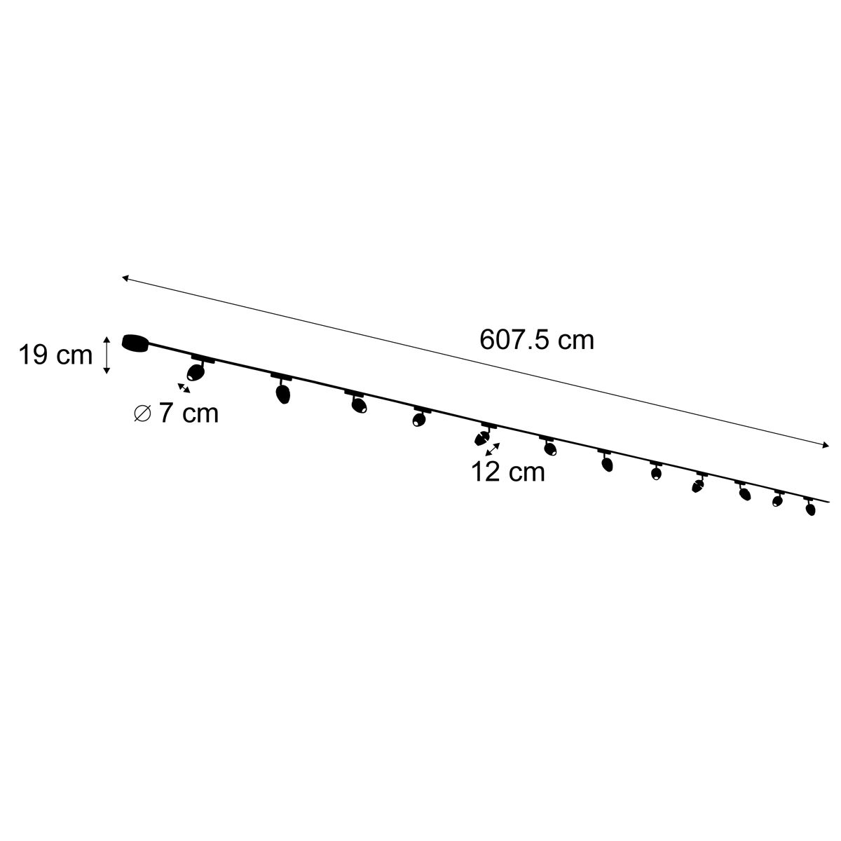 Modern railsysteem met 12 spots zwart 1-fase - Magnetic Eggy