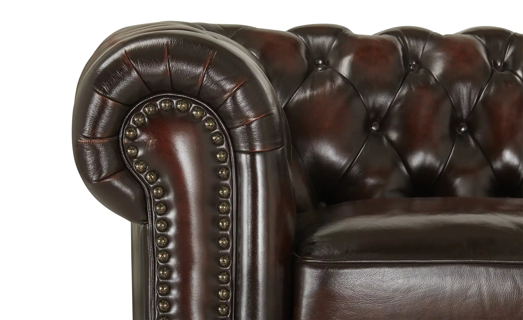 uno Ecksofa Bezug aus Echtleder Chesterfield