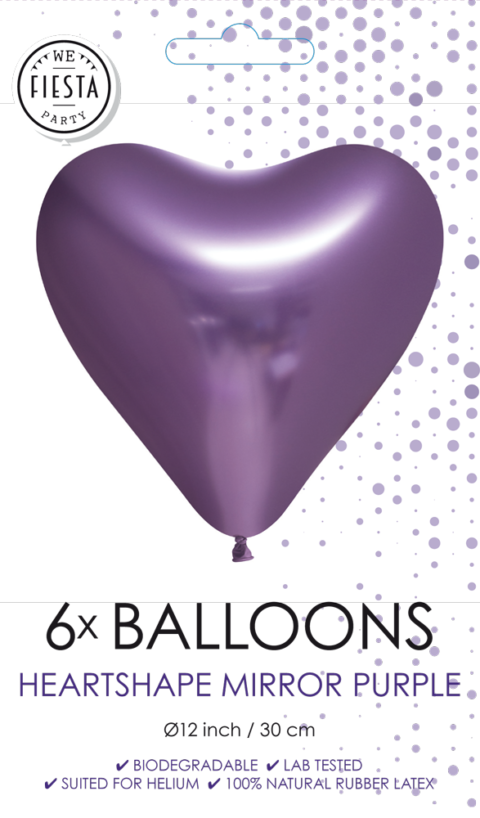 Hartjes Ballonnen Paars 30cm 6st