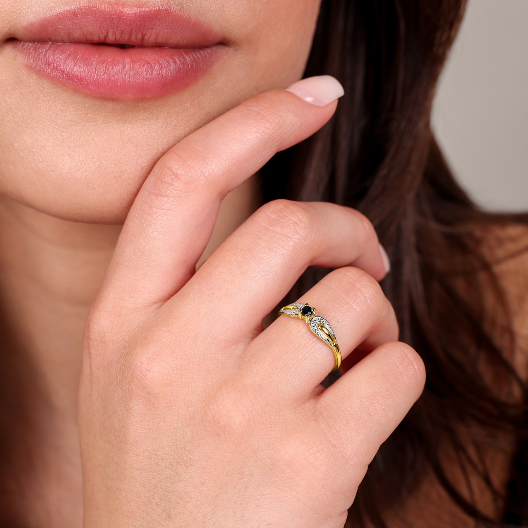 Damenring 750/18 K Gelbgold mit Saphir