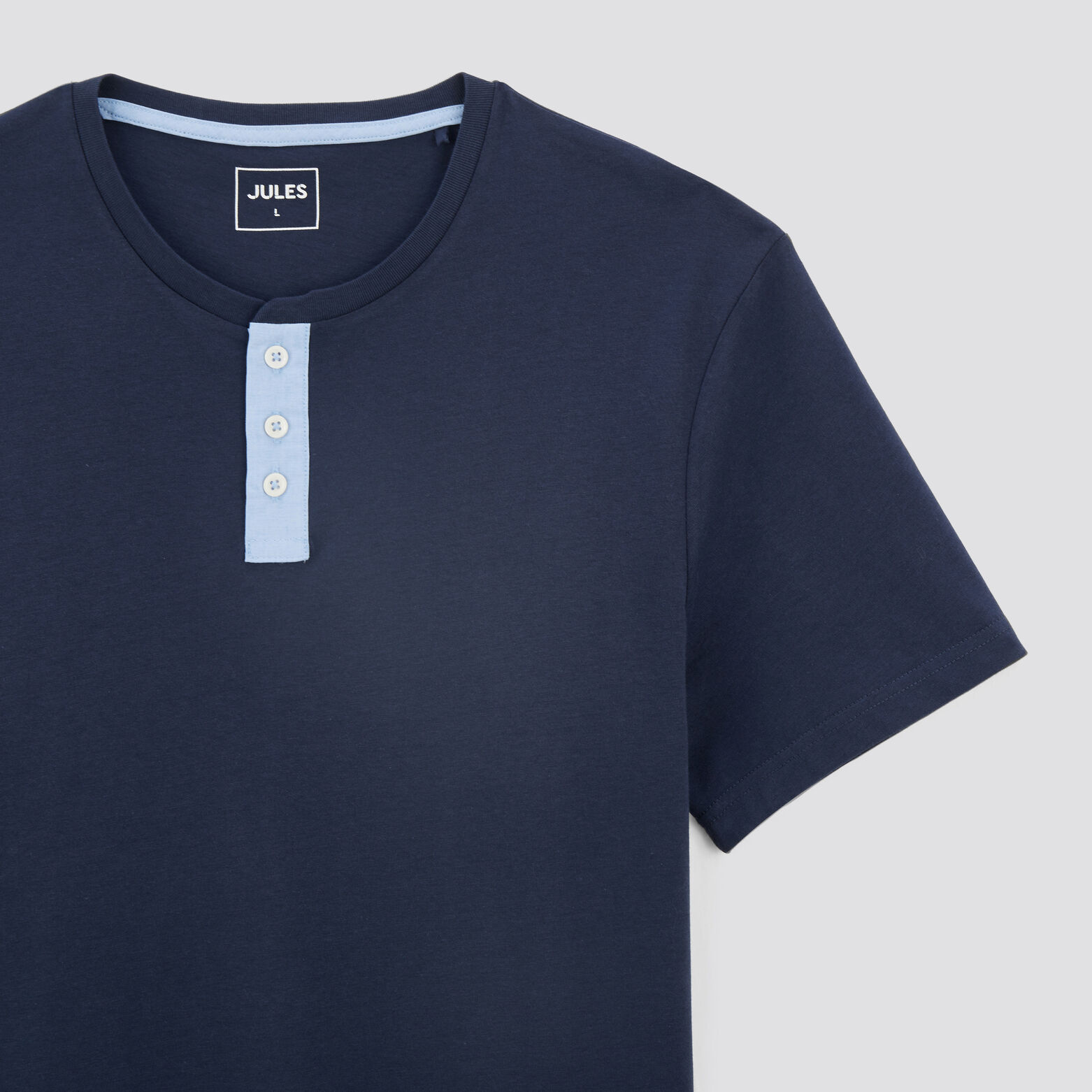 Tee-Shirt col tunisien Bleu foncé