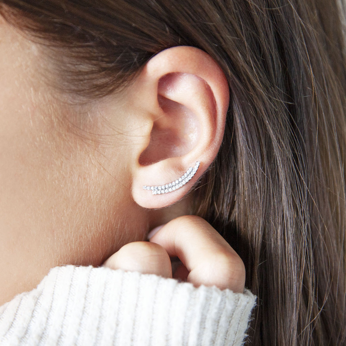 Boucles d'oreilles argent 925 contours zirconias