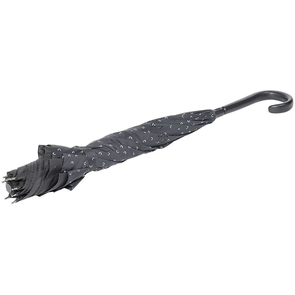 Parapluie inversé noir à motifs blancs