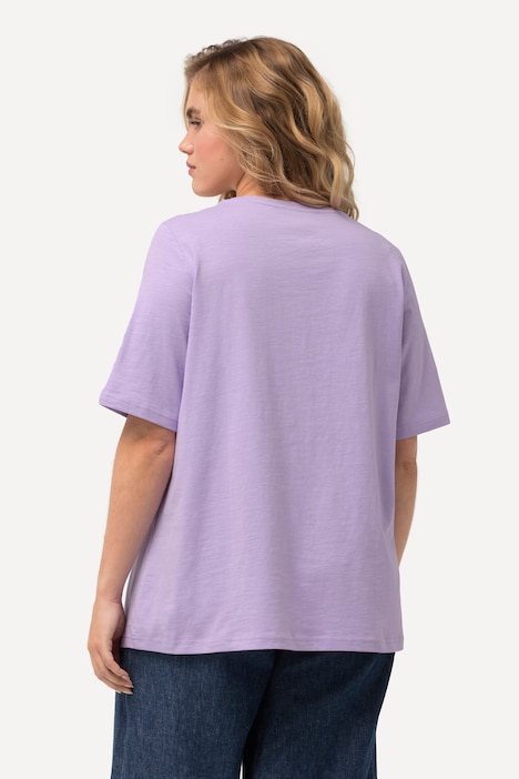 T-Shirt, Pailletten, Classic, V-Ausschnitt, Halbarm