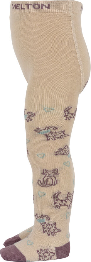 Melton Cat love tights Ivory cream