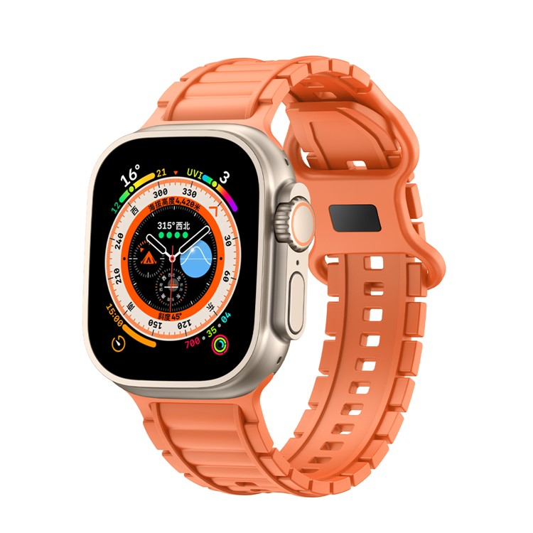 Apple Watch (42/41/40/38 mm) HNBR Armband mit Knopf Verschluss (Gelenkumfang: 160-220mm) - Orange