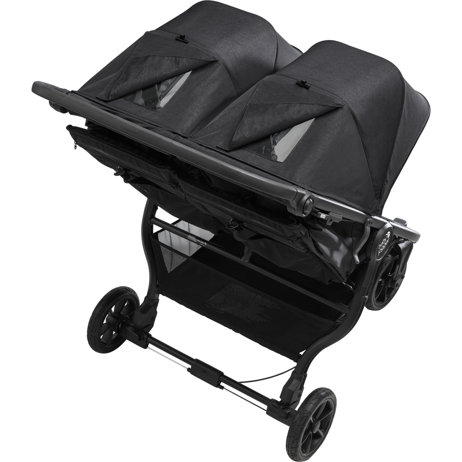 baby jogger Geschwisterwagen City Mini GT2 Double Jet schwarz inklusive Babywanne Mini GT2 Double, 1 x Sicherheitsbügel und Wetterschutz