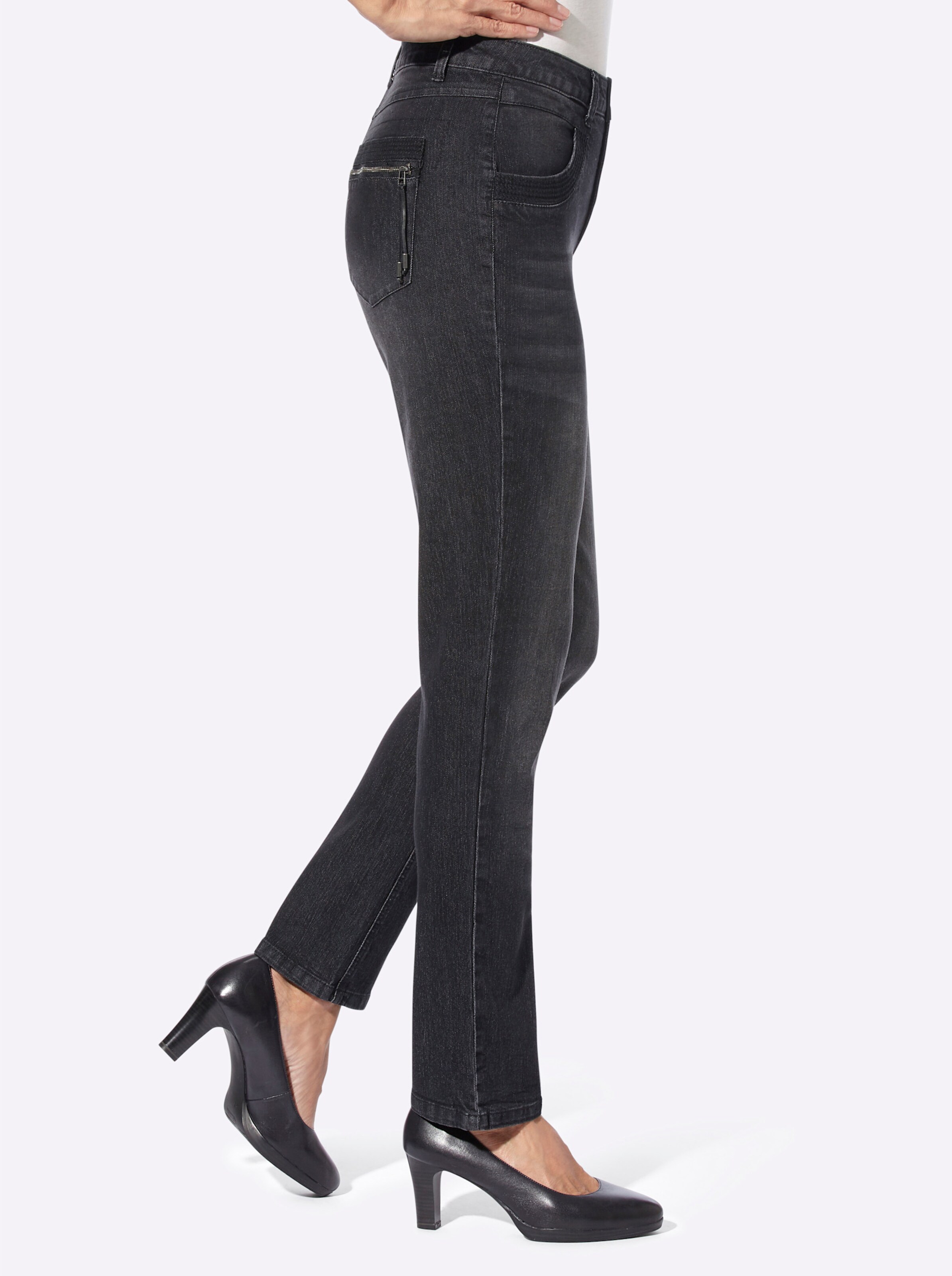 Röhrenjeans in black-denim