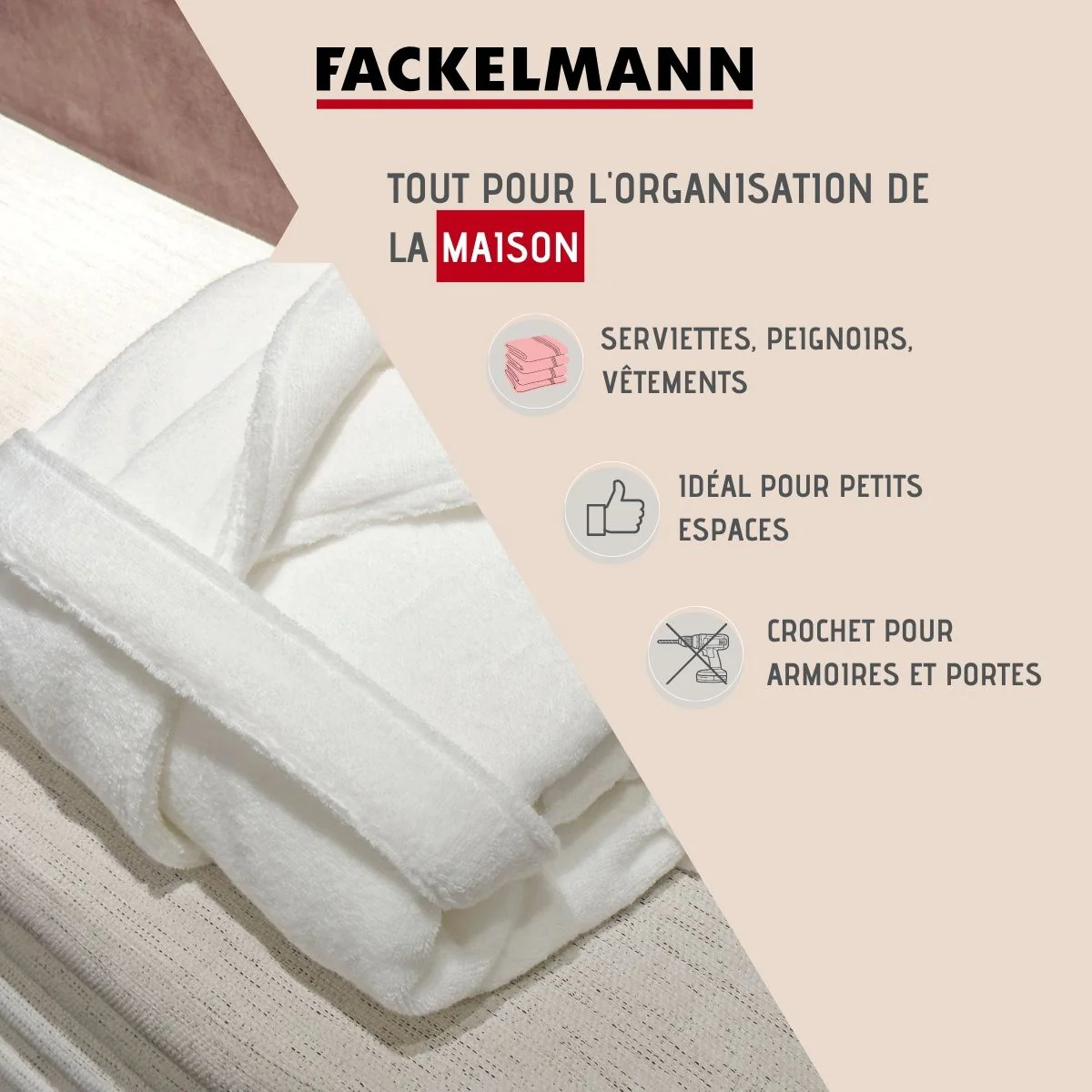 Crochet double pour porte Tecno Fackelmann